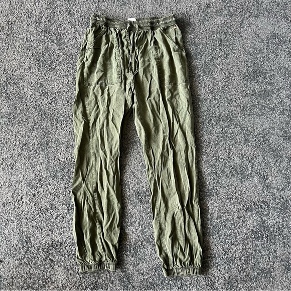 Victoria's Secret Pink Green Woven Twill Joggers Pants feb sale - Picture 4 of 6